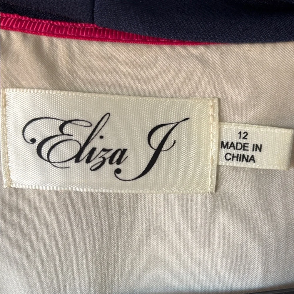 Eliza J Navy and White Polka Dot Midi Wrap Dress - Picture 2 of 5